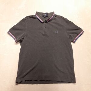 Fred Perry Mens Twin Tipped Cotton Polo XL Gray Slim Fit Blue Pink Tipping